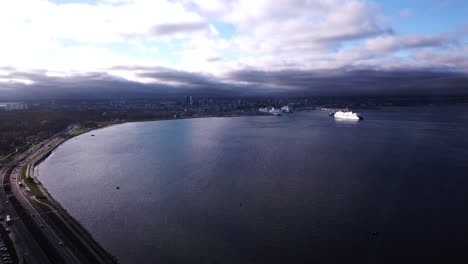 dark cloud seen by a drone in tallinn coastal beach