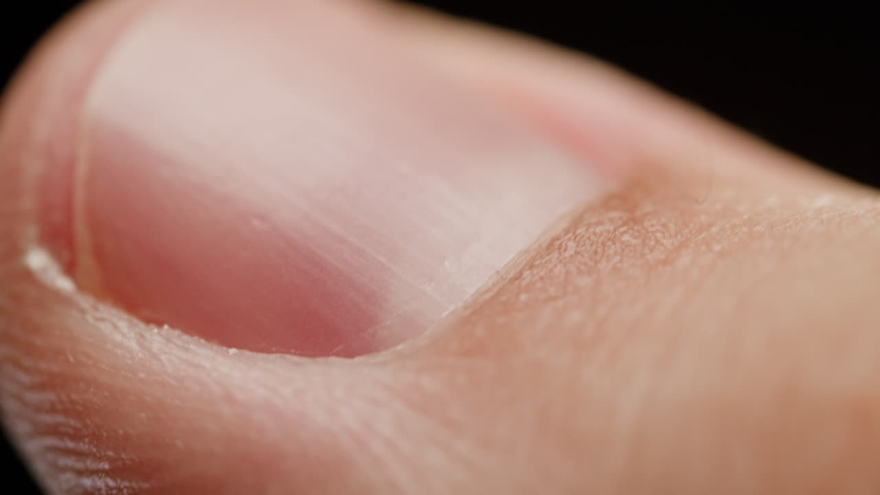 Close-up of a fingernail and fingertip