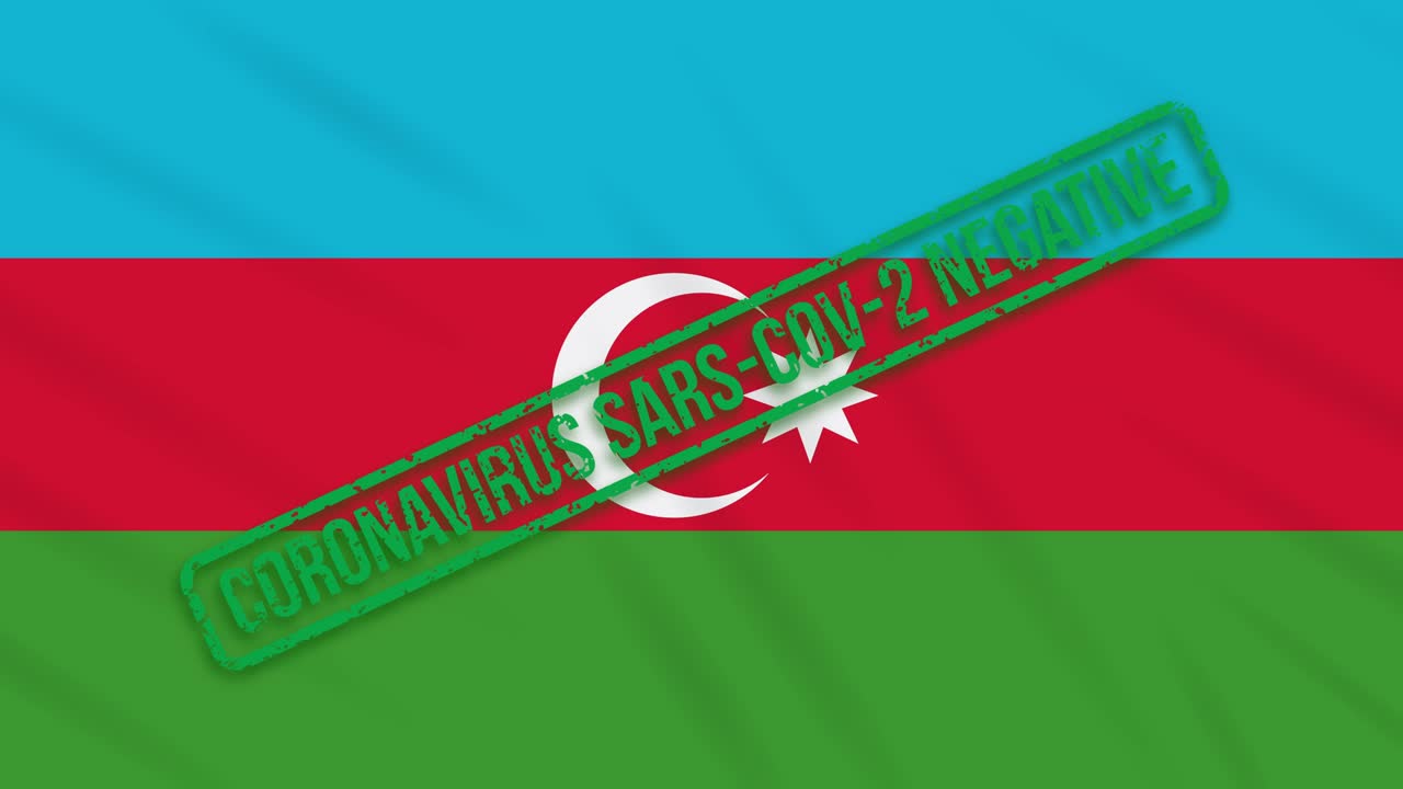 아제르바이잔이 코로나 바이러스로부터의 자유를 표시하는 녹색 스프를 달고 을 흔들고 있다.