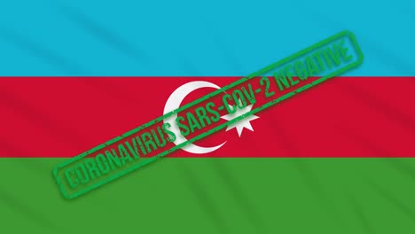 bandera azerbaiyana ondeando con un sello verde de libertad del coronavirus, bucle