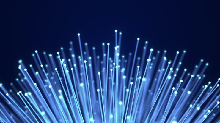 Fiber Optic Wires Cables Transmitting High Speed Internet Data. Perfect Loop.