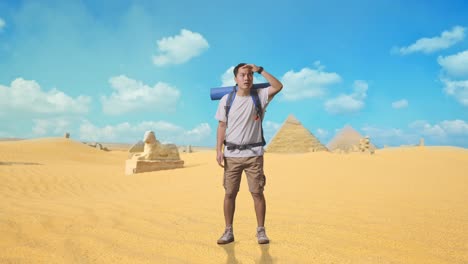 tourist in the egyptian desert