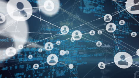 animación del procesamiento de datos a través de conexiones de red