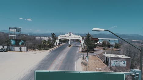 Aerial-shot-of-the-entrance-sign-to-Badiraguato-Sinaloa