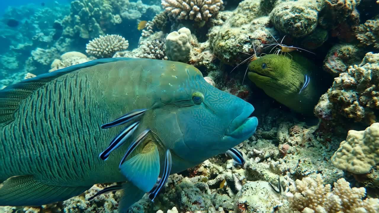 La simbiosi tra il pesce Napoleone e la murena