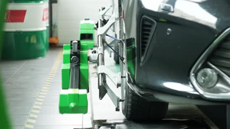 car wheel alignment in a service garage