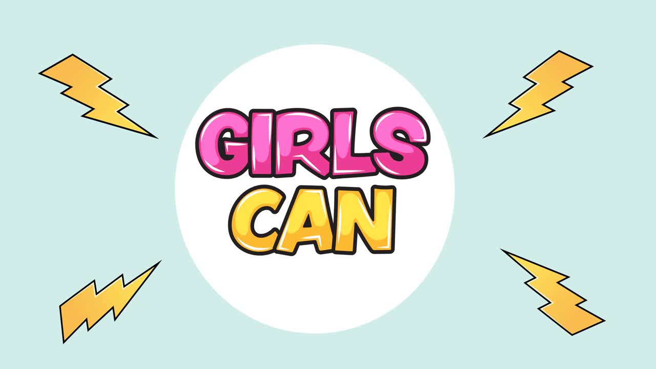 소녀들의 애니메이션은 문자, 번개를 통해