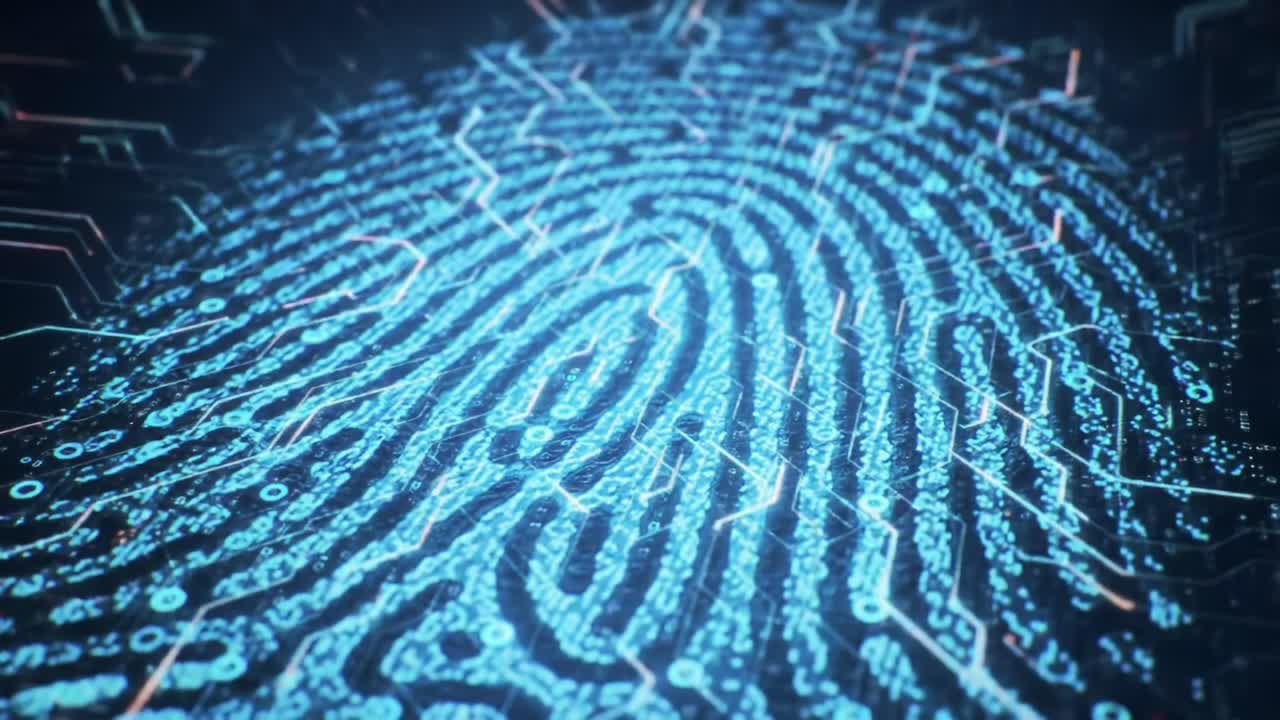 Digital fingerprints showcase how technology secures user identification and access to sensitive information through biometric methods, highlighting complex patterns and data flow.