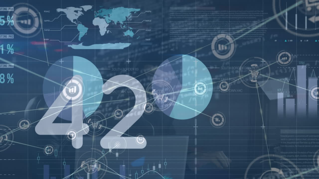 Animazione di interfaccia digitale e rete di connessioni su sfondo blu