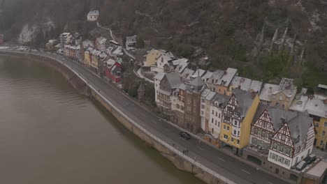 aerial drone of german river village - ugraded