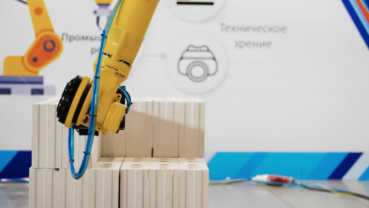 роботизированная рука, кладущая кирпичи