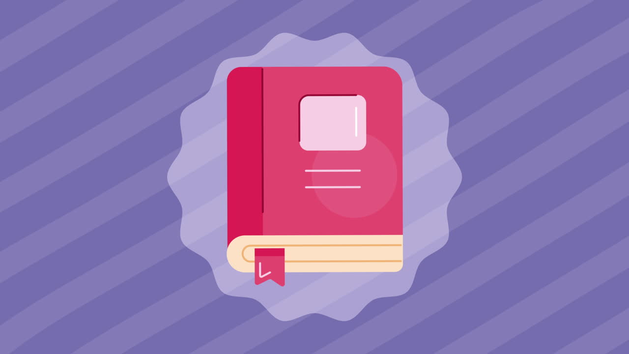 animación de la biblioteca de libros de texto rojos