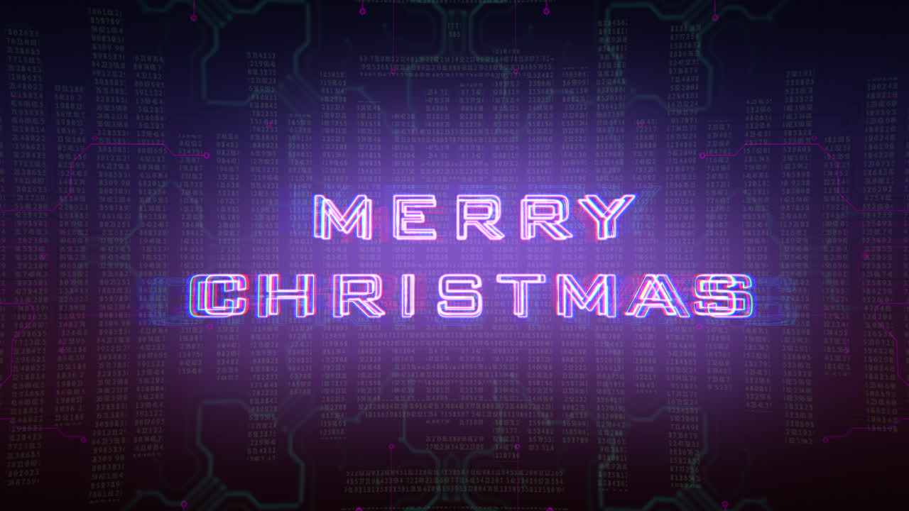 사이버펑크 매트릭스와 네온 hud 요소가 있는 메리 크리스마스