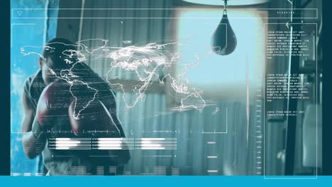 digital interface with data processing against male boxer training