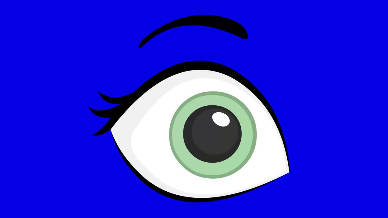 Animação em loop de um olho feminino verde piscando.