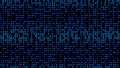 Animation of blue binary code changing on black background