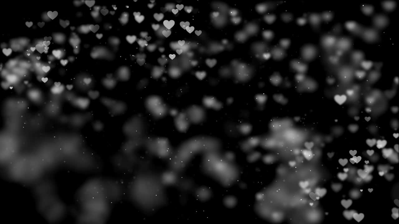 4k suave fondo de corazón en blanco y negro (loopable) video de stock