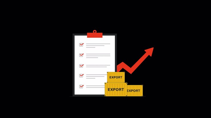 Animated Checklist Showing Export Growth with Shipping Containers
