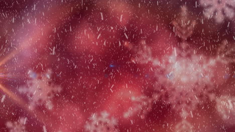 animación de nieve cayendo sobre un fondo rojo