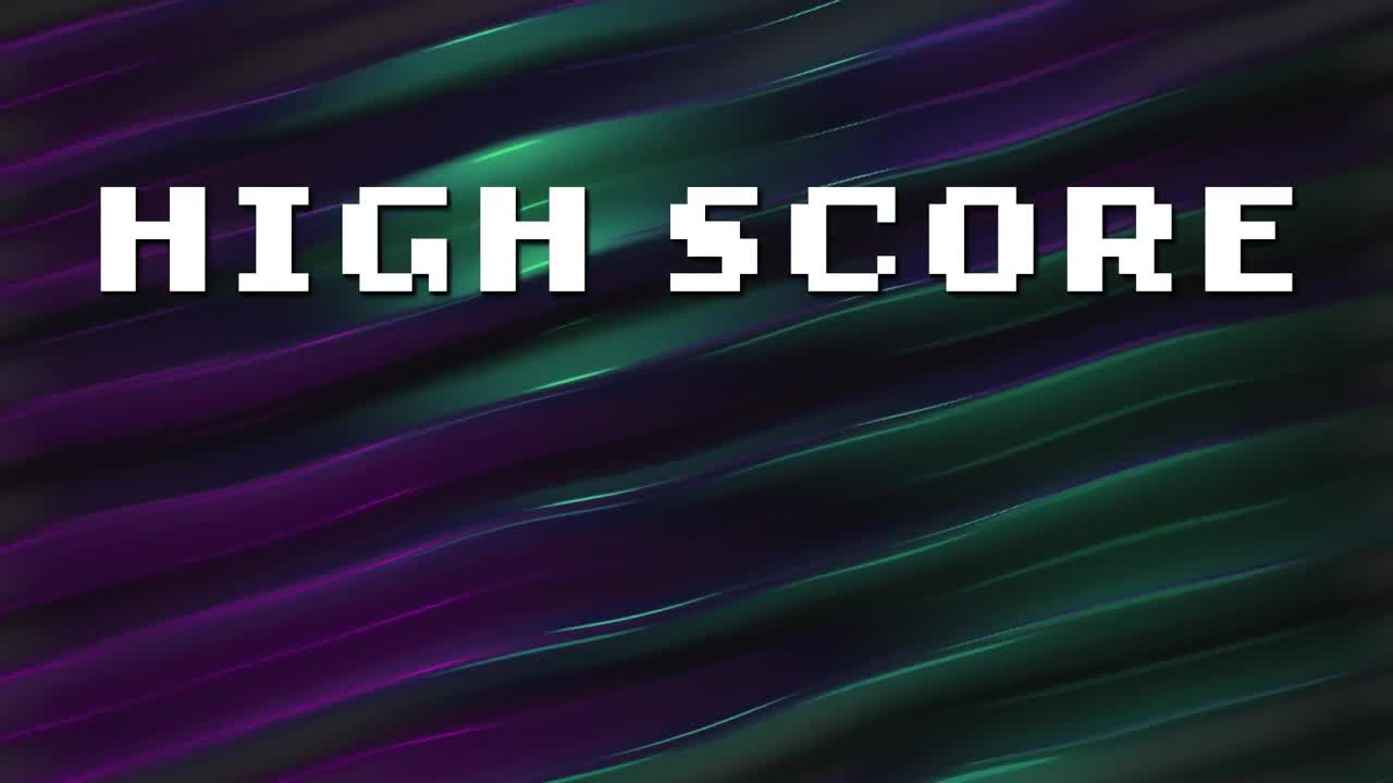 Animation of high score text over colourful liquid background