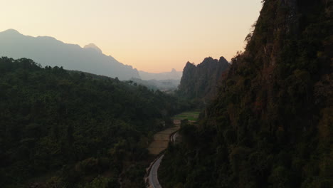 sunrise/sunset over a mountain valley