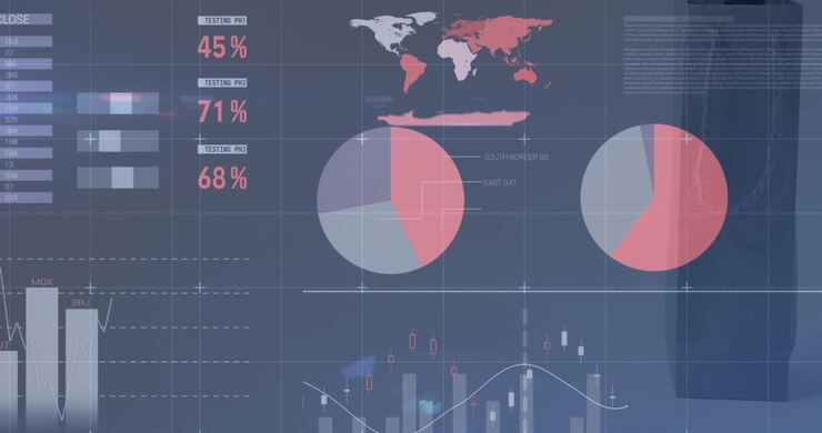 Animation of data processing over landscape