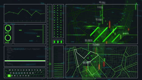animación del procesamiento de datos financieros en pantallas digitales