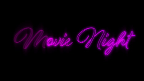 noche de cine púrpura emergente cartel de neón 4k
