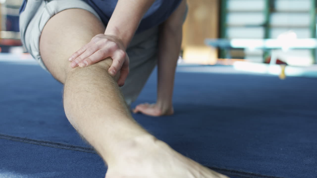 Stretching leg muscles