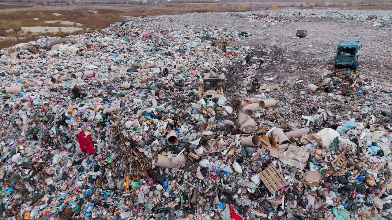 Landfill with Waste and Machinery