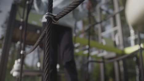 gimbal shot of happy girl playing on outdoor playground