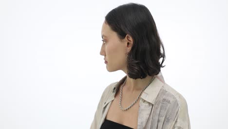 portraits of a woman with a serious expression