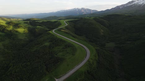 gorgeous mountain road scenery near snowbasin, on trapper's loop road in ogden, utah - aerial