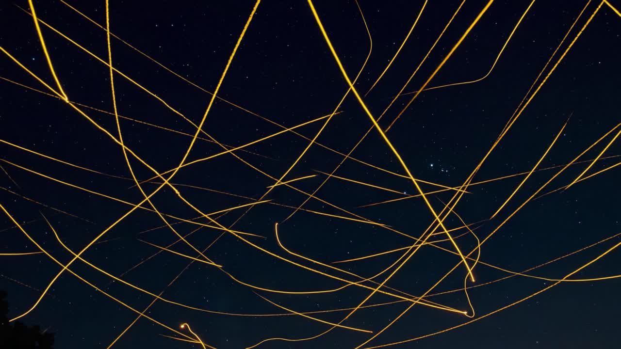 A Captivating Display of Star Trails: The Intricate Patterns of Celestial Movement Captured Over Time in a Stunning Night Sky Setting