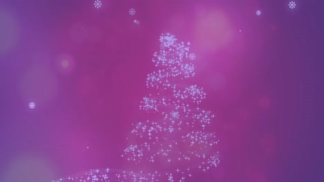 animación de nieve cayendo sobre un árbol de navidad brillante