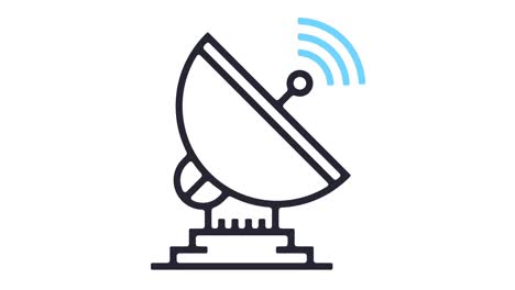 animación del icono de la línea de antena de satélite