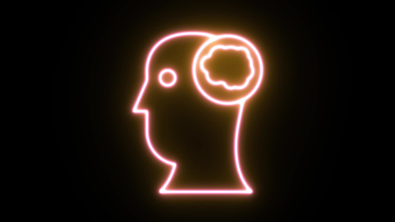 animación de icono de luz de neón. fondo negro 4k uhd.