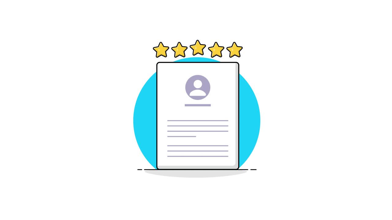 Animated Resume Document with Five Star Rating