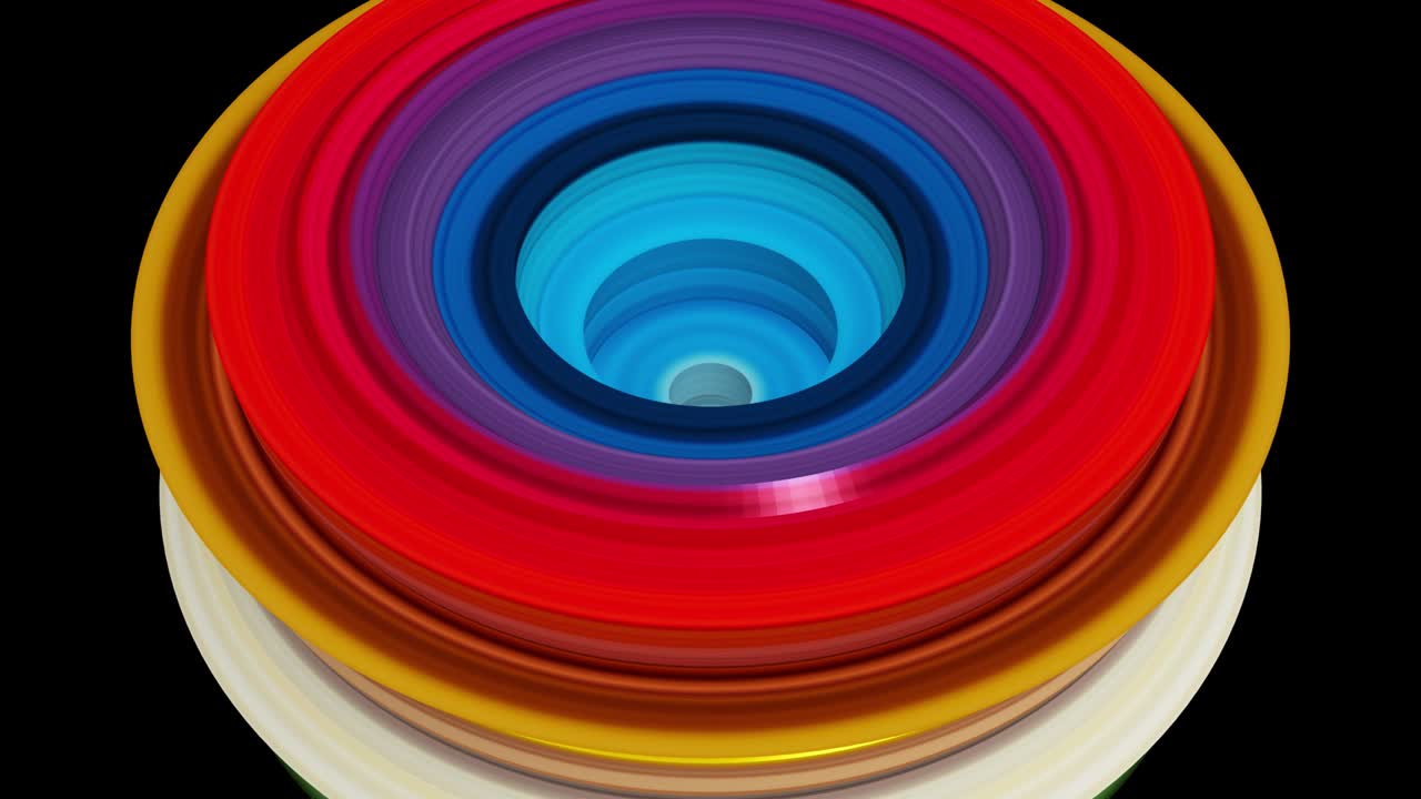 animación 3d de formas abstractas. el color es gradual. un círculo que sigue expandiéndose hacia afuera. un fondo de imaginación y creatividad. más vista. de cerca.