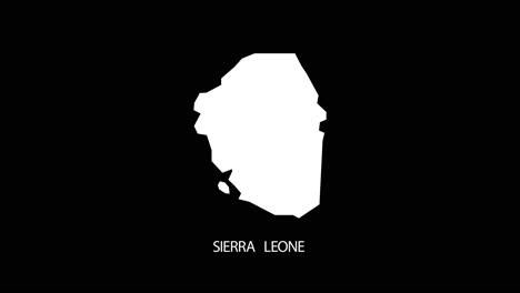 digital revealing and zooming in on sierra leone country map alpha video with country name revealing video | sierra leone country map and title revealing alpha video for editing template conceptual