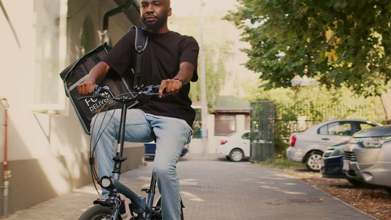 Food delivery cyclist on the street