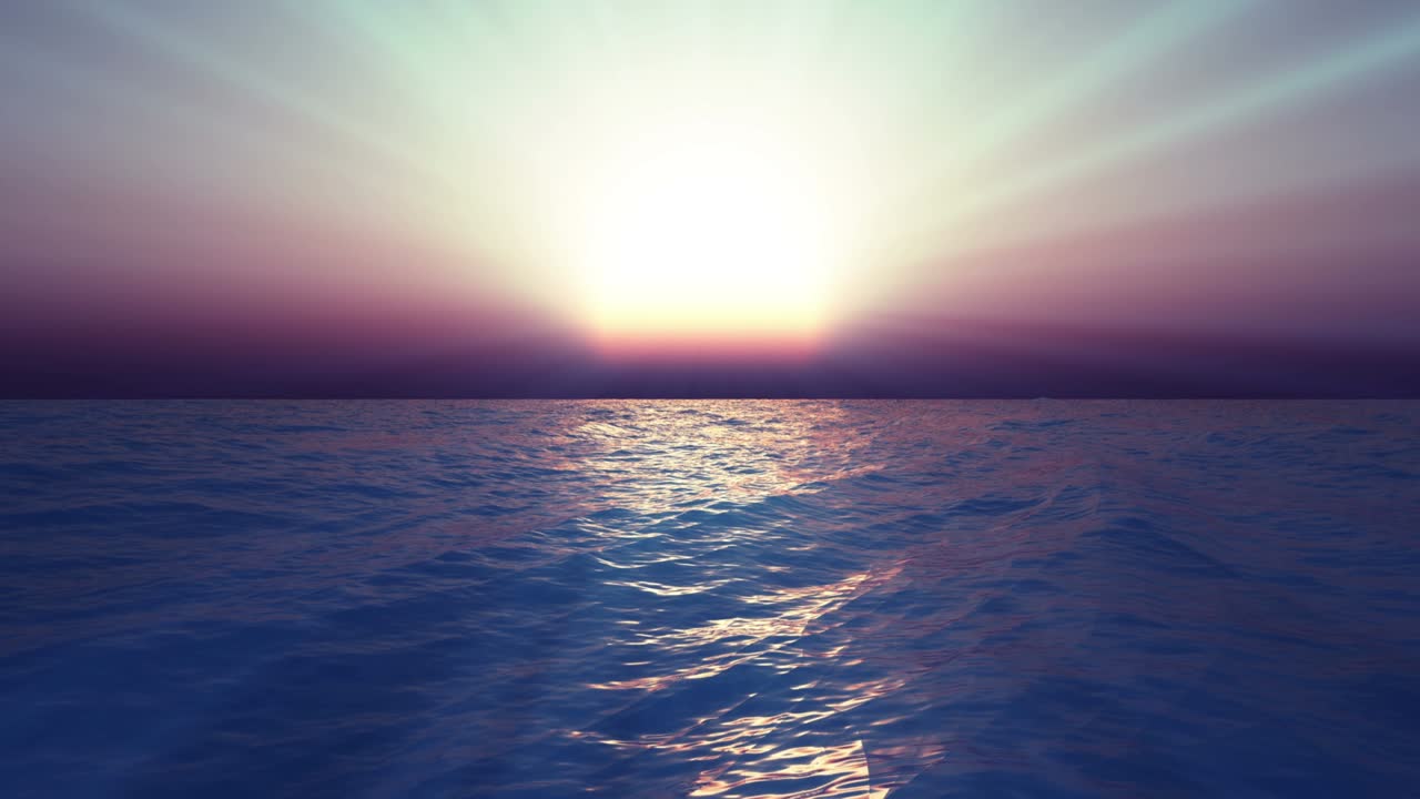 바다 위의 해가 지는 4k