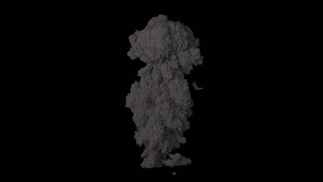 a powerful explosion of explosives with black billowing smoke. explosion with black smoke on an isolated background with an alpha channel, fuel explosion.