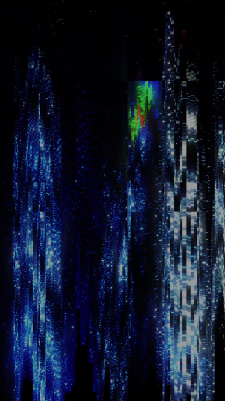 Abstract Digital Glitch Effect with Vertical Blue and Green Lines