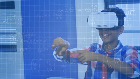 animación de ecuaciones matemáticas sobre escolares utilizando auriculares vr