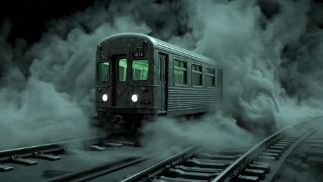 subway train in fog