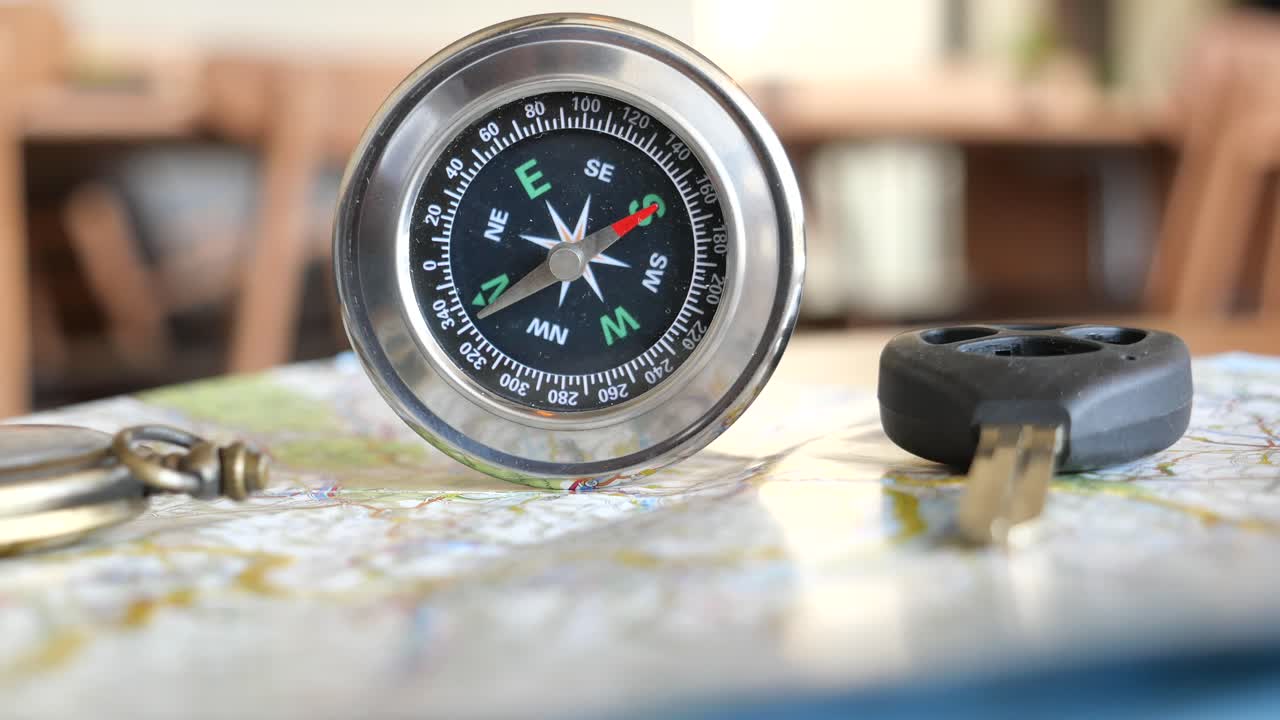 Compass and Key on Map