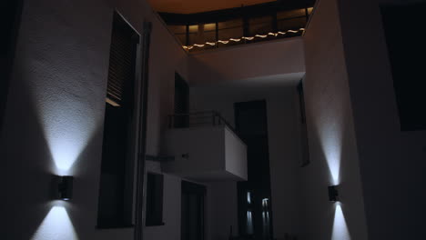 modern building courtyard at night