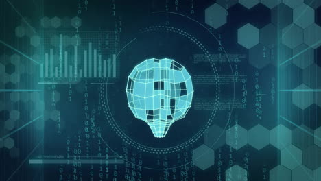 animación del cerebro humano y procesamiento de datos digitales sobre fondo negro
