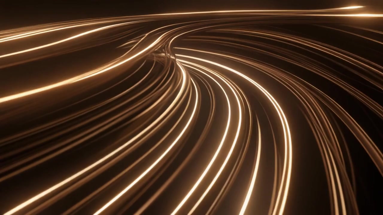 Plano de Fundo Abstrato em Movimento com Rastros de Luz Dourados Brilhantes